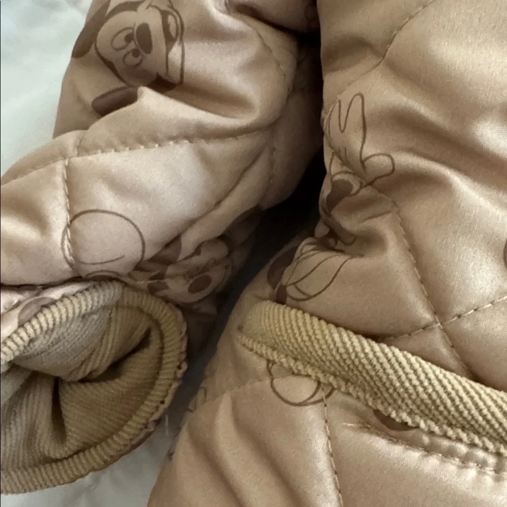Disney Mickey Mouse NWOT Kids Tan Quilted Lined Jacket with Hood‎ 12 M